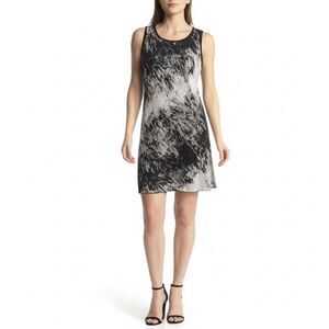 Adrienne Vittadini Knit Sleeveless 100% Cotton Dress L Black White Casual Comfy